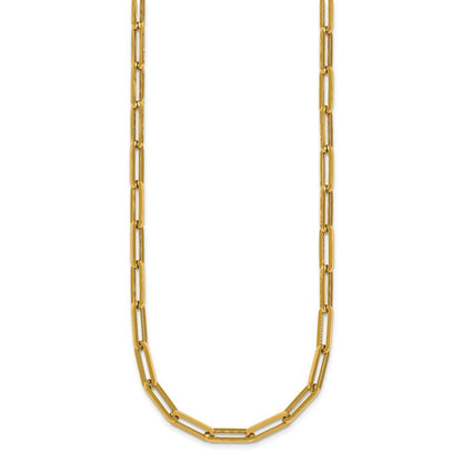14K Gelbgold Poliert 4.3mm Büroklammer Glieder 18 Zoll Halskette