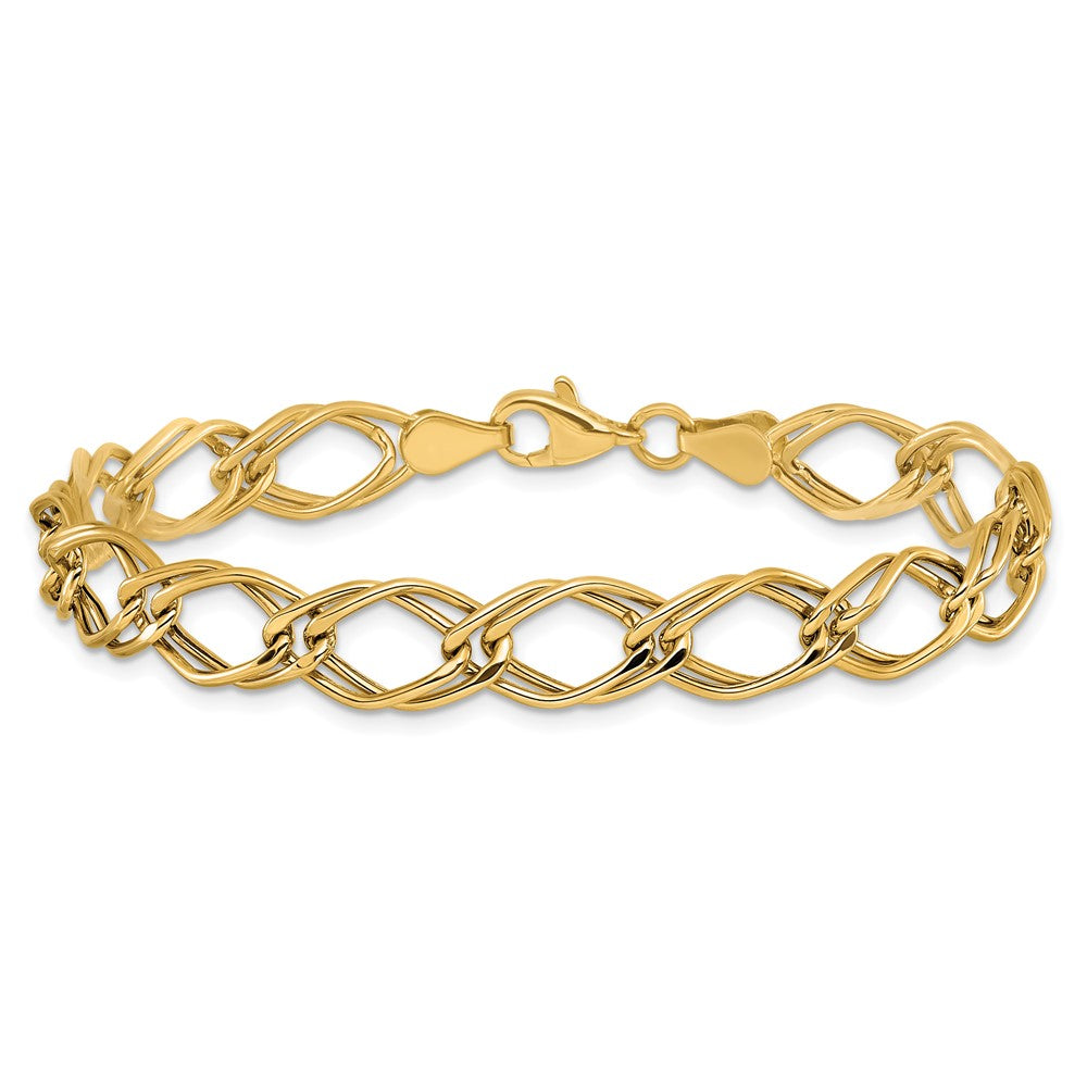 14K Gelbgold Fantasieglieder 7 Zoll Armband