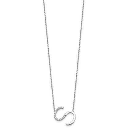 14K Weißgold Seitlich Diamant Initiale S 18 Zoll Halskette