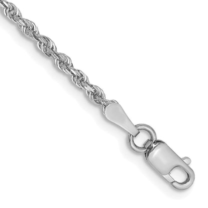 14K Weißgold 2mm Diamantiert Vierfach Kordel Karabinerverschluss Kette Fußkettchen