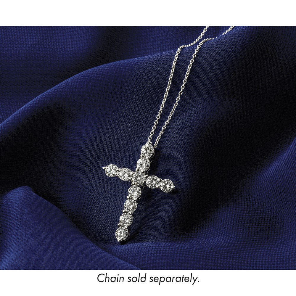 14K Weißgold Gleitanhänger „Kreuz" mit 1 Karat Labor-gezüchtetem Diamant VS+ F+ an Kette, komplett