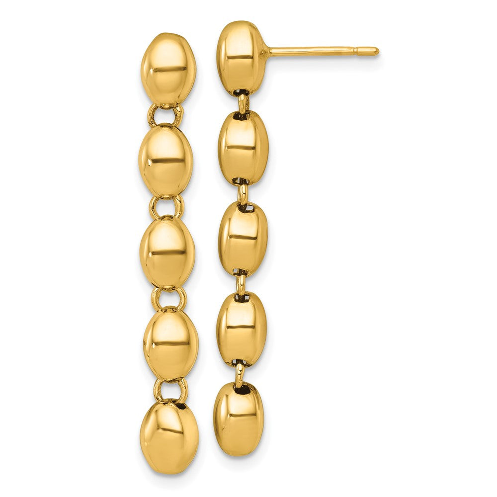 14K Gelbgold Poliert Oval Gekugelt Hängend Ohrstecker