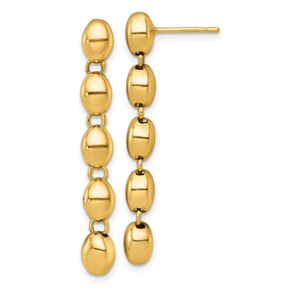 14K Gelbgold Poliert Oval Gekugelt Hängend Ohrstecker