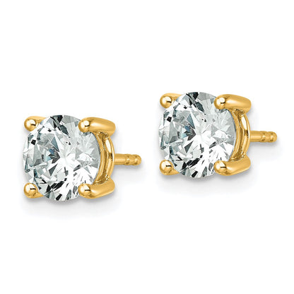 14K Gelbgold Ohrstecker mit 2,5K im Labor gezüchteten Diamanten, rund, VS+ F+, komplett gefasst, vierzackige Fassung, leichtgewichtig