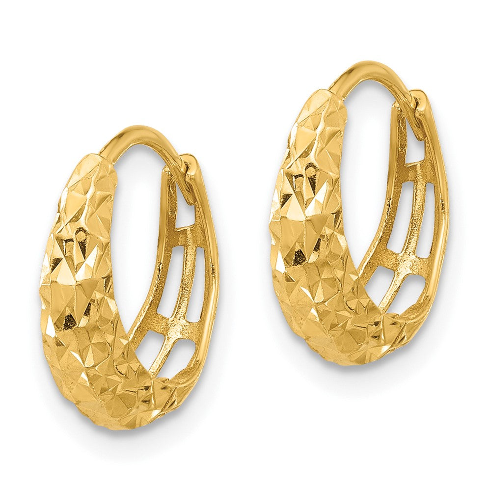 14K Gelbgold Poliert Diamantiert Creolen