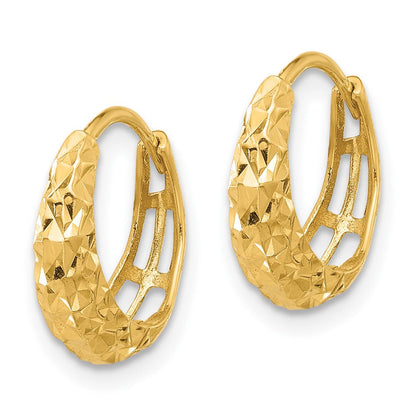 14K Gelbgold Poliert Diamantiert Creolen