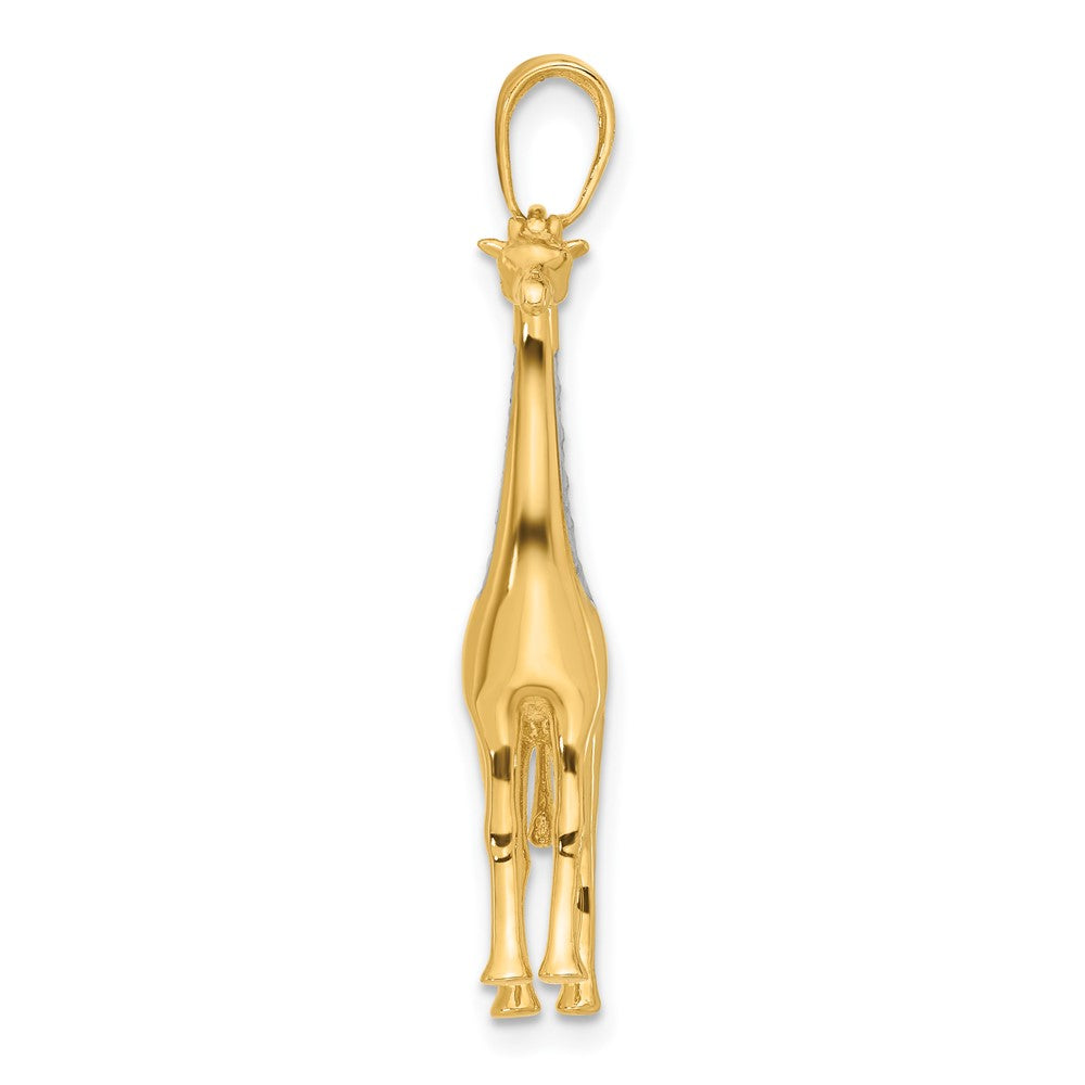 14K Gelbgold und Rhodium diamantgeschliffener 3-D Giraffen-Anhänger