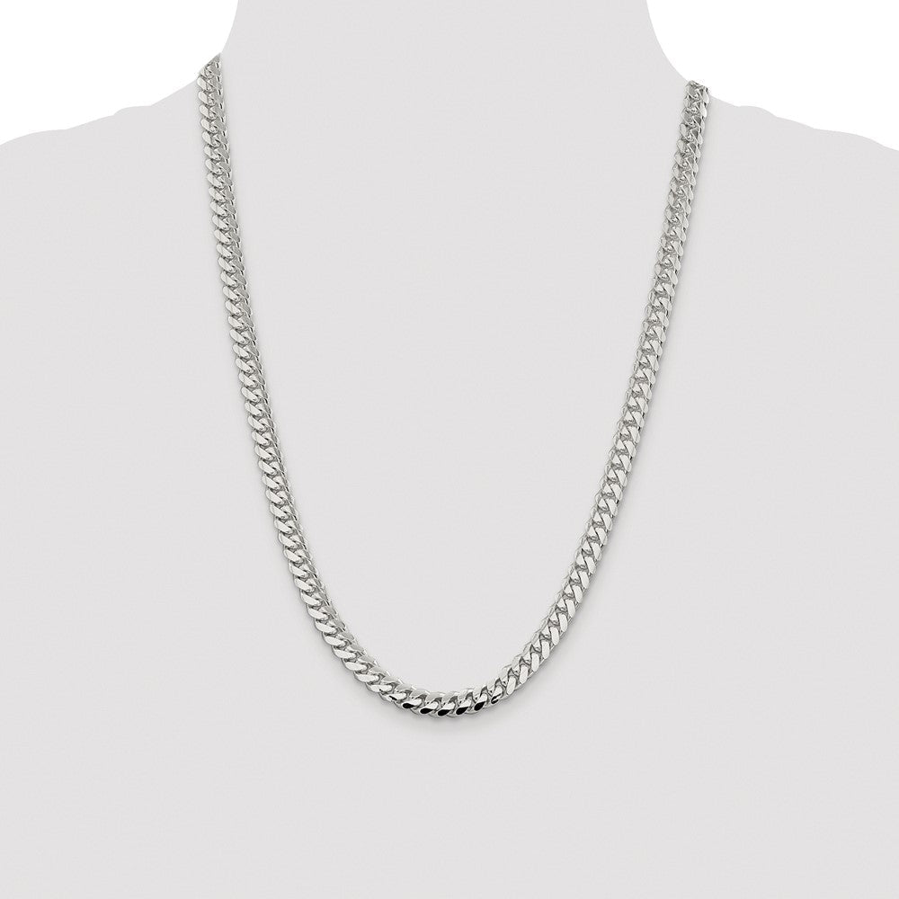 Sterlingsilber Rhodiniert 7.0mm Poliert Gewölbt Panzer 24 Zoll Kette