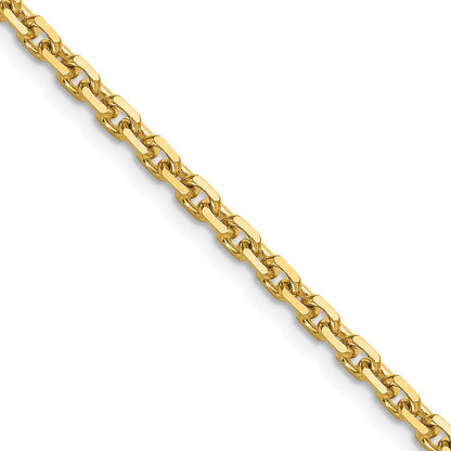 14K Gelbgold 3.25mm Diamantiert French Glieder Halskette