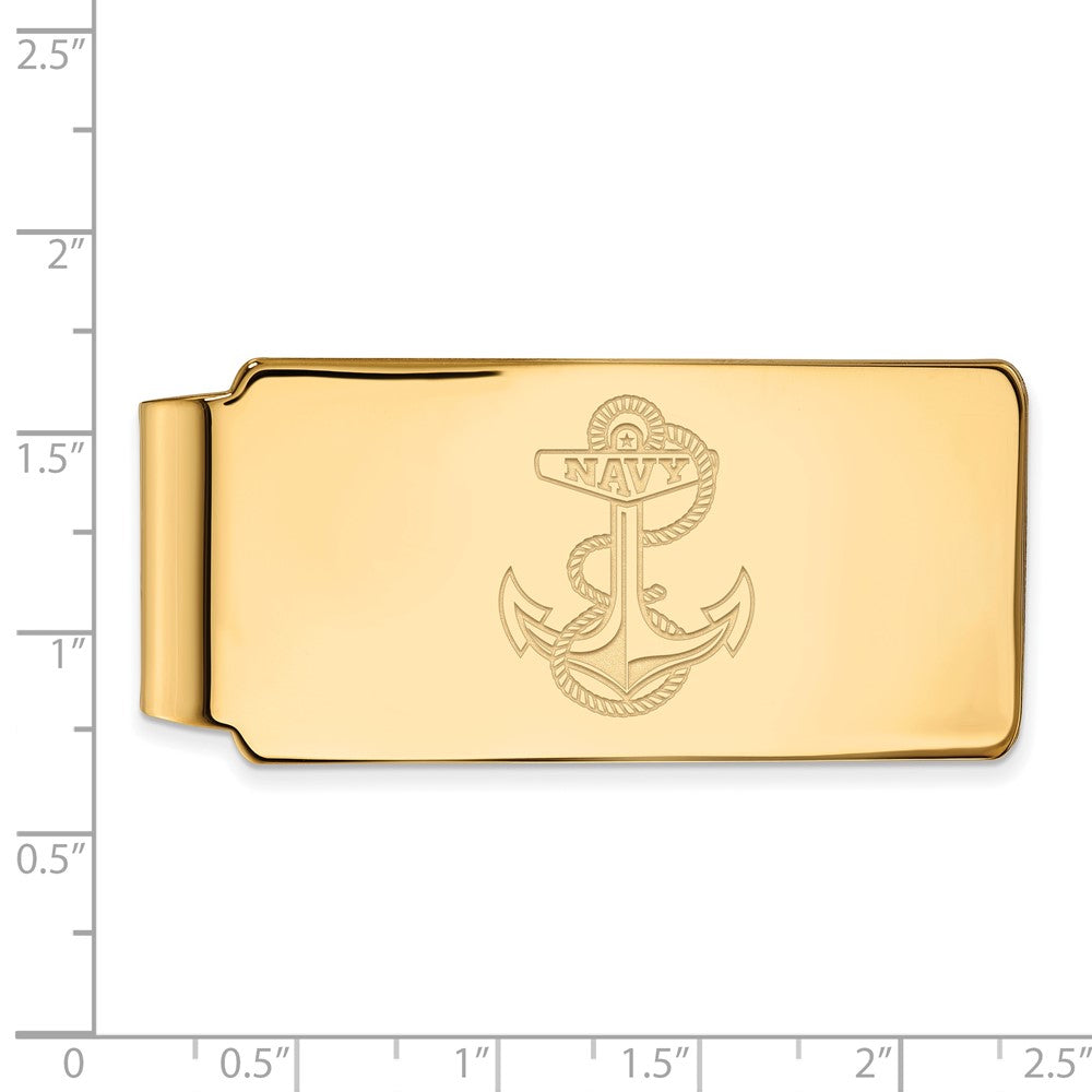 14K Gelbgold Gold Logoart Us Naval Akademie Anker Geldklammer