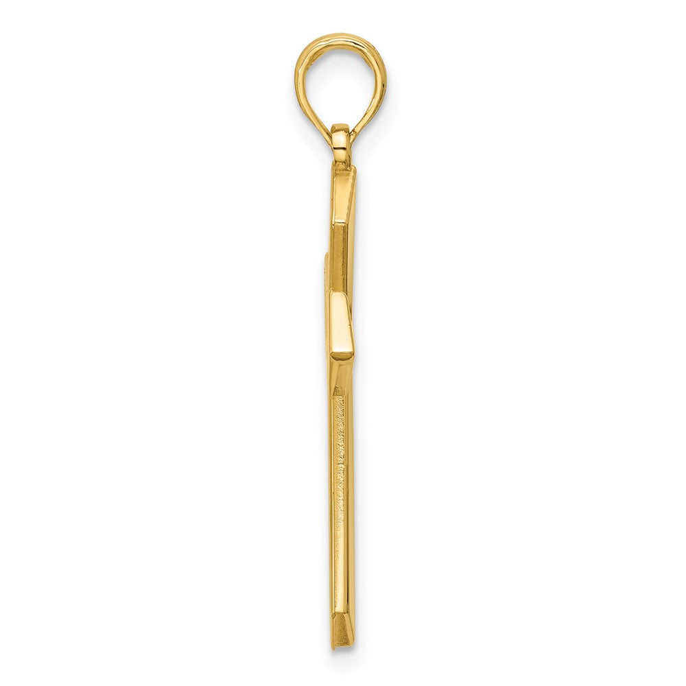 14K Gelbgold Poliert Pointed Christlich Kreuz Anhänger