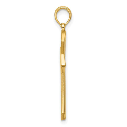 14K Gelbgold Poliert Pointed Christlich Kreuz Anhänger