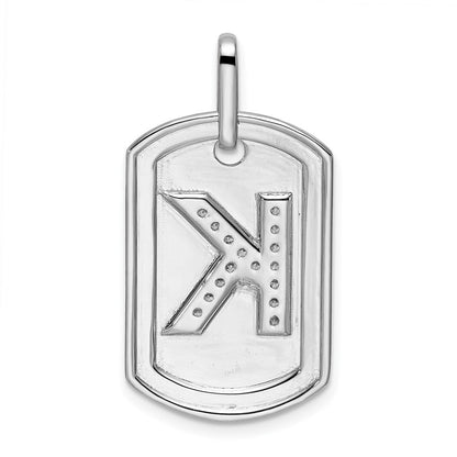 14K Weißgold Diamant Initial K Dog-Tag-Charm