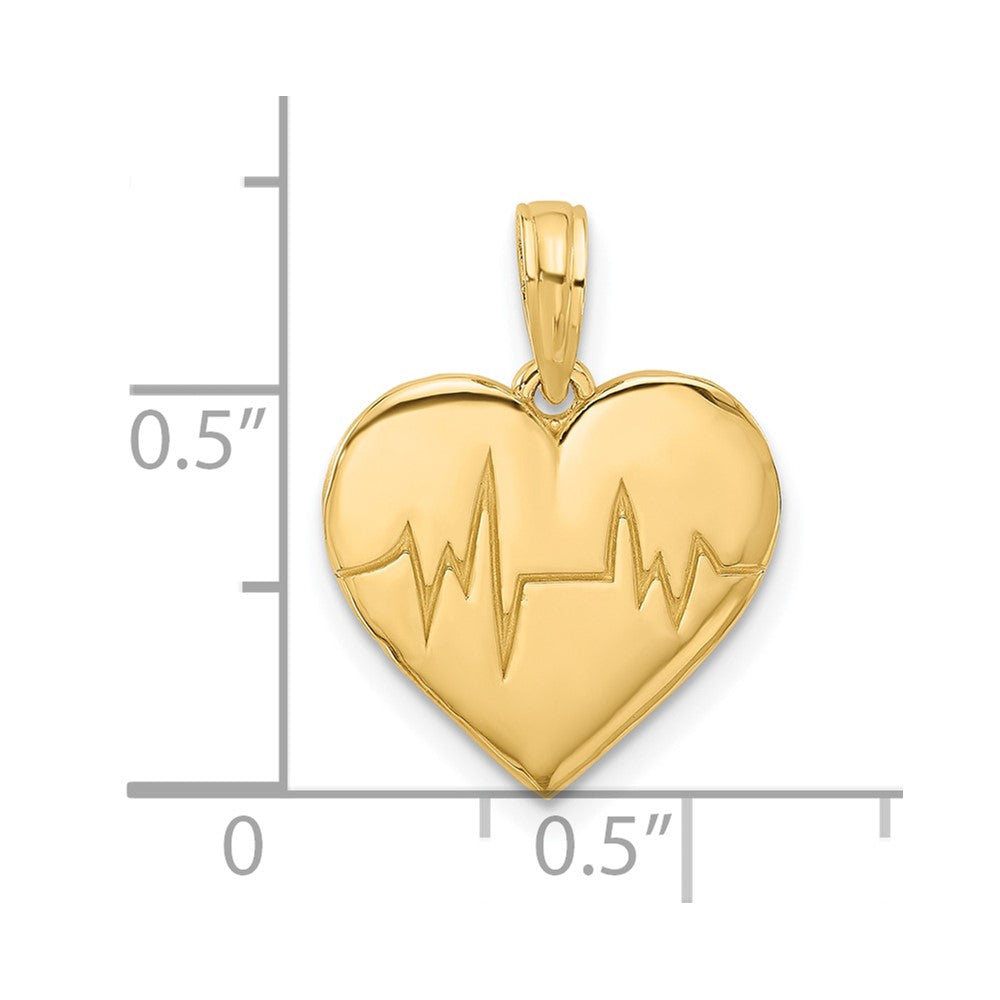 14K Gelbgold Charm „Fancy EKG Herzschlag“, poliert