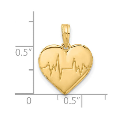 14K Gelbgold Charm „Fancy EKG Herzschlag“, poliert