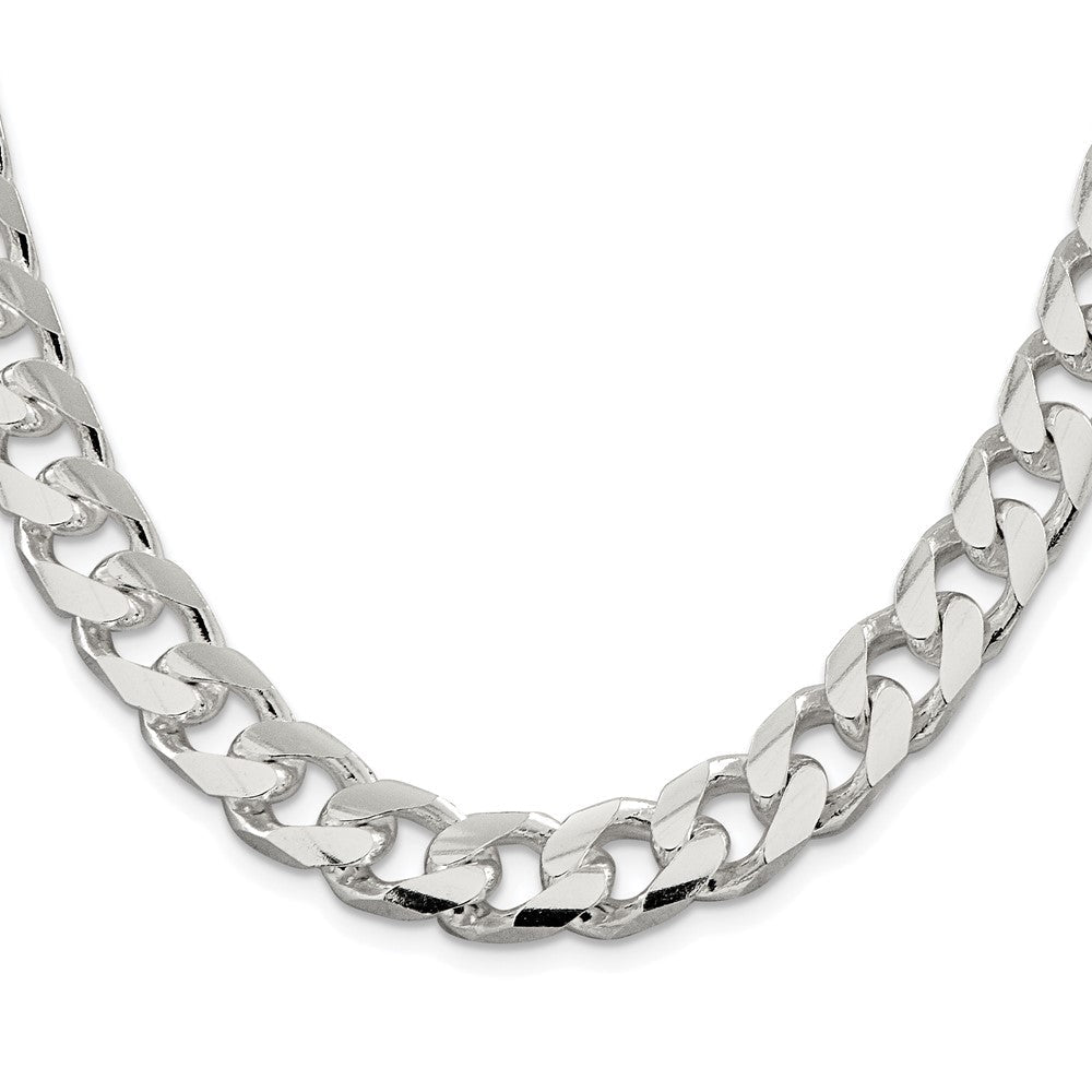 Sterlingsilber Rhodiniert 11mm Gewölbt mit Seite Diamantiert Panzer Halskette