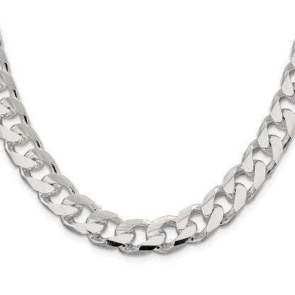 Sterlingsilber Rhodiniert 11mm Gewölbt mit Seite Diamantiert Panzer Halskette