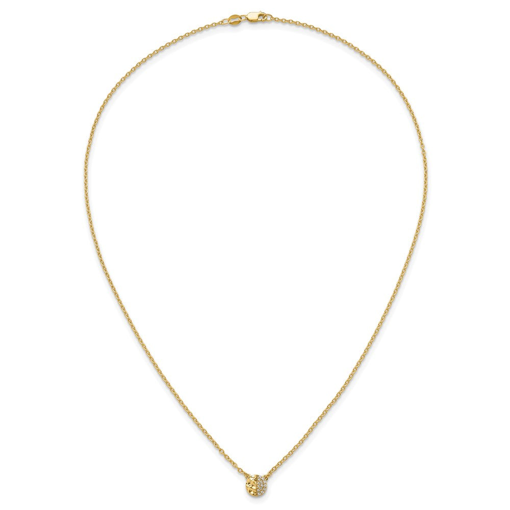 14K Gelbgold Poliert und Gehämmert 1/20 Karat Diamant Disk 18 Zoll Halskette