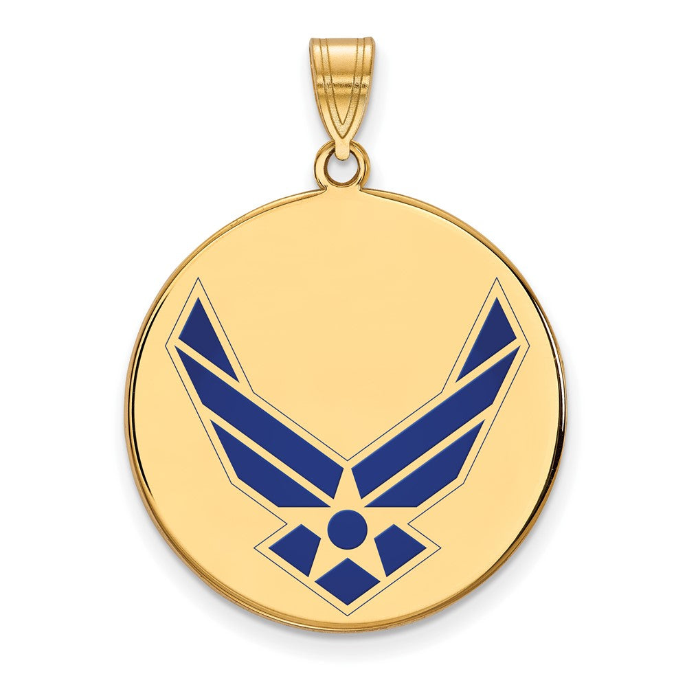 14K Gelbgold Gold Logoart U.s. Luft Kraft Xl Emaille Plättchen Anhänger