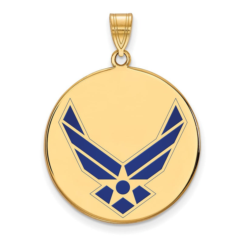 14K Gelbgold Gold Logoart U.s. Luft Kraft Xl Emaille Plättchen Anhänger