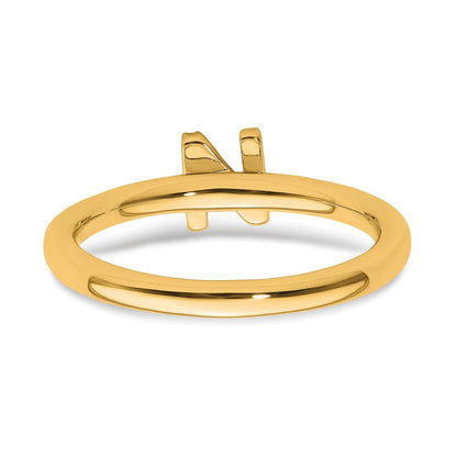 14K Gelbgold Stapelbar Diamant Initiale N Größe 7 Ring