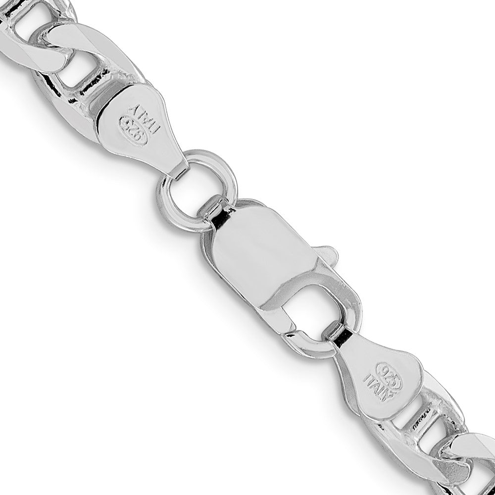 Sterlingsilber Rhodiniert 6.5mm Diamantiert Flach Anker Panzer Halskette