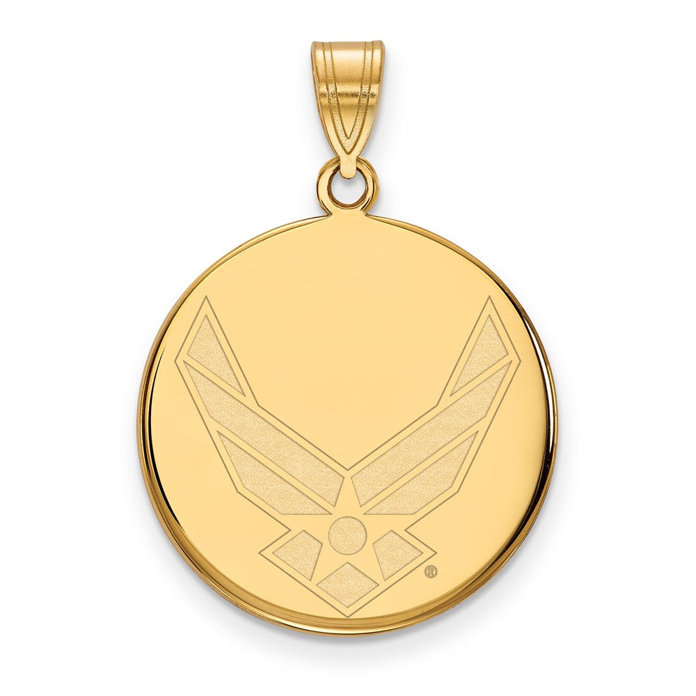 14K Gelbgold Gold Logoart U.s. Luft Kraft Groß Plättchen Anhänger
