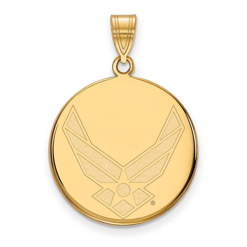 14K Gelbgold Gold Logoart U.s. Luft Kraft Groß Plättchen Anhänger