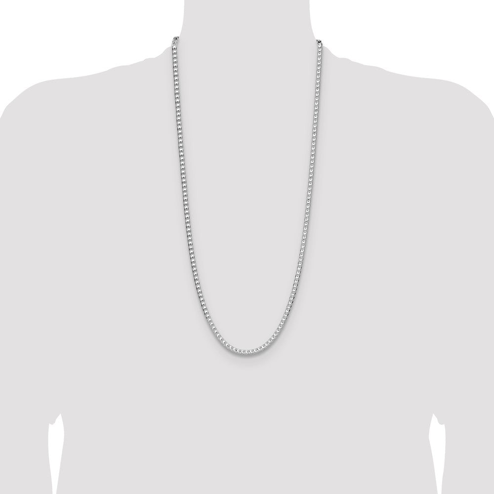 Sterlingsilber Rhodiniert 4.7mm Diamantiert Quadratisch Franco 30 Zoll Kette