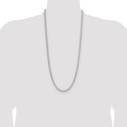 Sterlingsilber Rhodiniert 4.7mm Diamantiert Quadratisch Franco 30 Zoll Kette