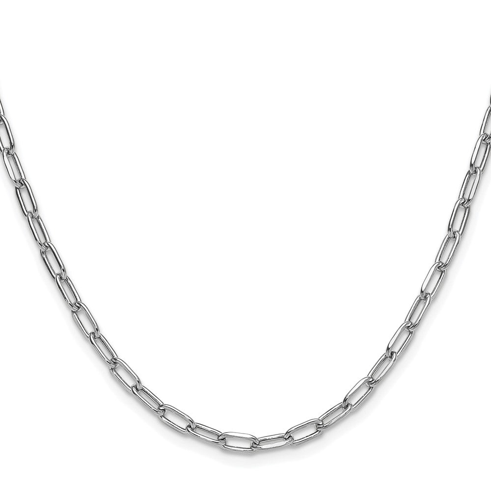 14K Weißgold 3.7mm Halbmassiv Abgeschrägt Büroklammer Halskette