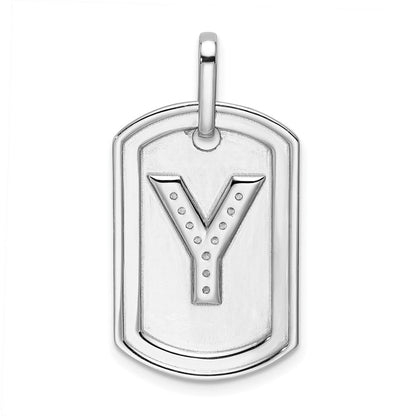 14K Weißgold Diamant Initial-Y Dog-Tag-Charm