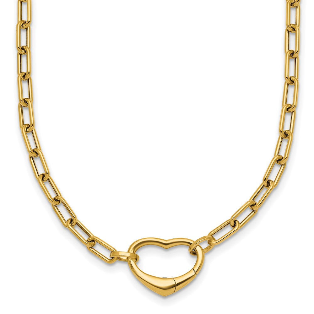 14K Gelbgold Poliert Oval Glieder mit Herz Verschluss 18 Zoll Halskette Able To Convert To Armband