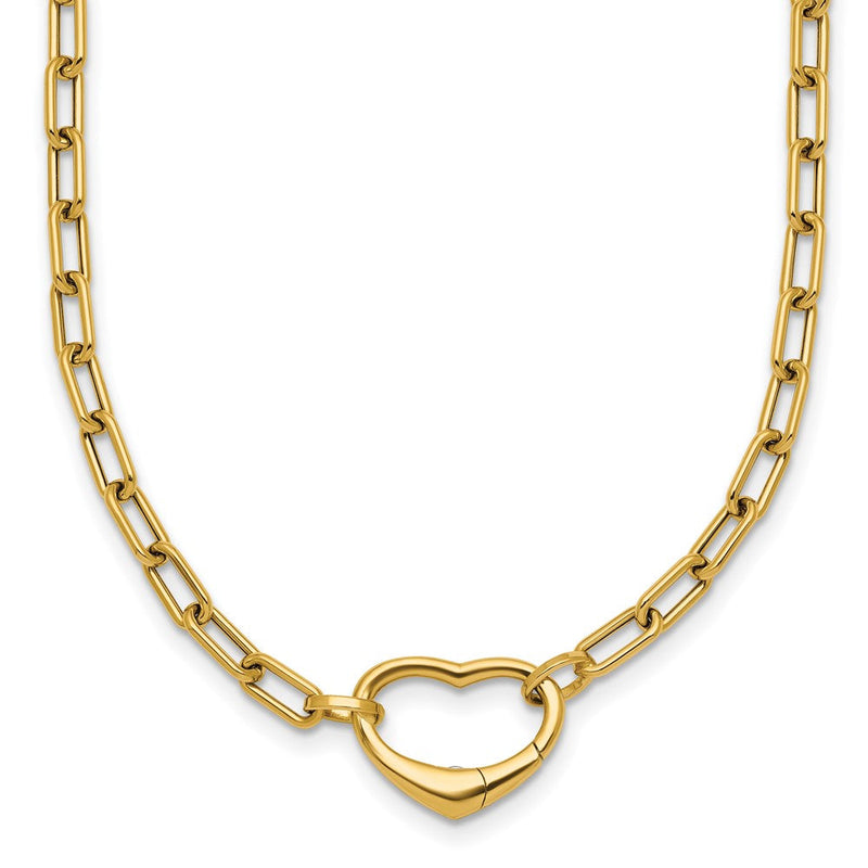 14K Gelbgold Poliert Oval Glieder mit Herz Verschluss 18 Zoll Halskette Able To Convert To Armband