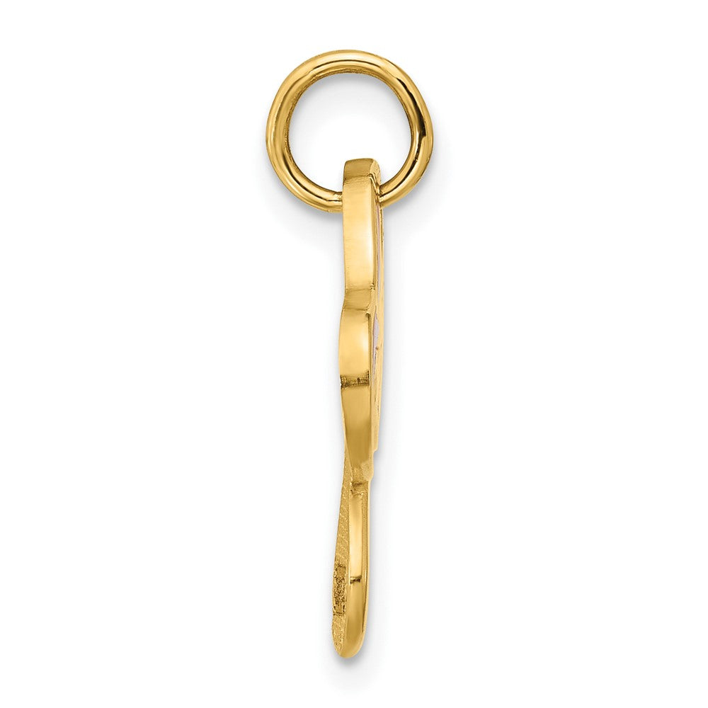 14K Gelbgold emaillierter flacher Fliegenpilz-Charm
