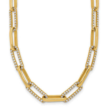 14K Gelbgold 3 3/4 Karat Im Labor Gezüchtet Diamant Vs/si+ G+ 18 Zoll Mode Büroklammer Halskette