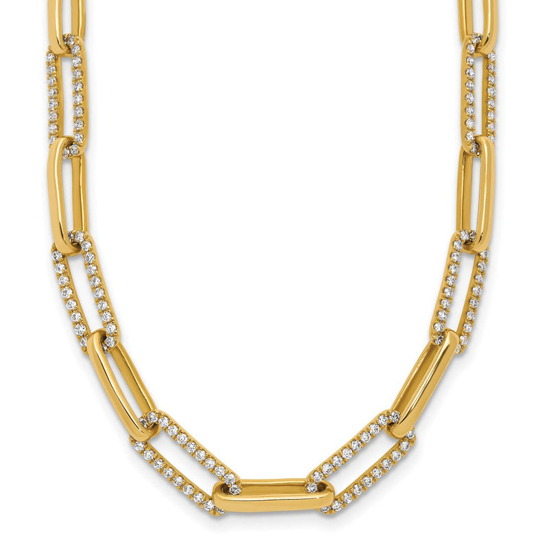14K Gelbgold 3 3/4 Karat Im Labor Gezüchtet Diamant Vs/si+ G+ 18 Zoll Mode Büroklammer Halskette