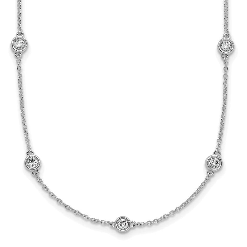 14K Weißgold Komplett 7/8 Karat Zargenfassung-set Diamant und Ankerkette Kette 15-station 18 Zoll Halskette