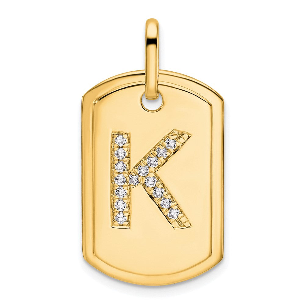14K Gelbgold Diamant-Erkennungsmarken-Charm mit Initiale K