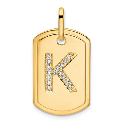 14K Gelbgold Diamant-Erkennungsmarken-Charm mit Initiale K