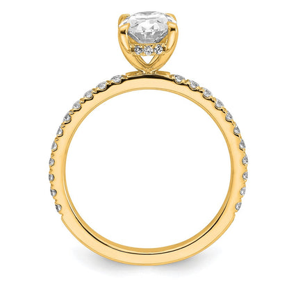 14K Gelbgold Verlobungsring mit 1,875 Karat zertifiziertem, im Labor gezüchtetem Diamanten VS+ F+ im Oval-Schliff, Solitär mit Flair-Fassung