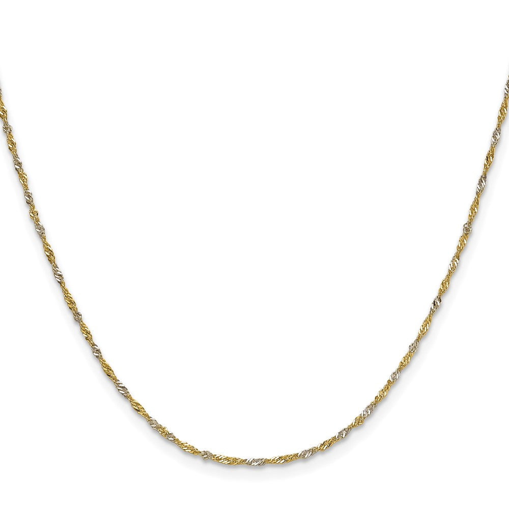 14K Gelbgold mit Rhodium 1.4mm Singapurkette 24 Zoll Kette