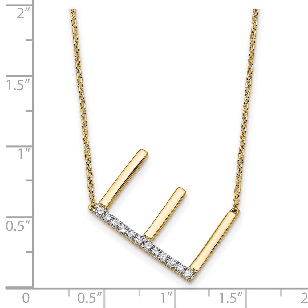 14K Gelbgold Seitlich Diamant Initiale E 18 Zoll Halskette