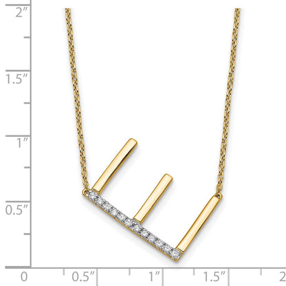 14K Gelbgold Seitlich Diamant Initiale E 18 Zoll Halskette