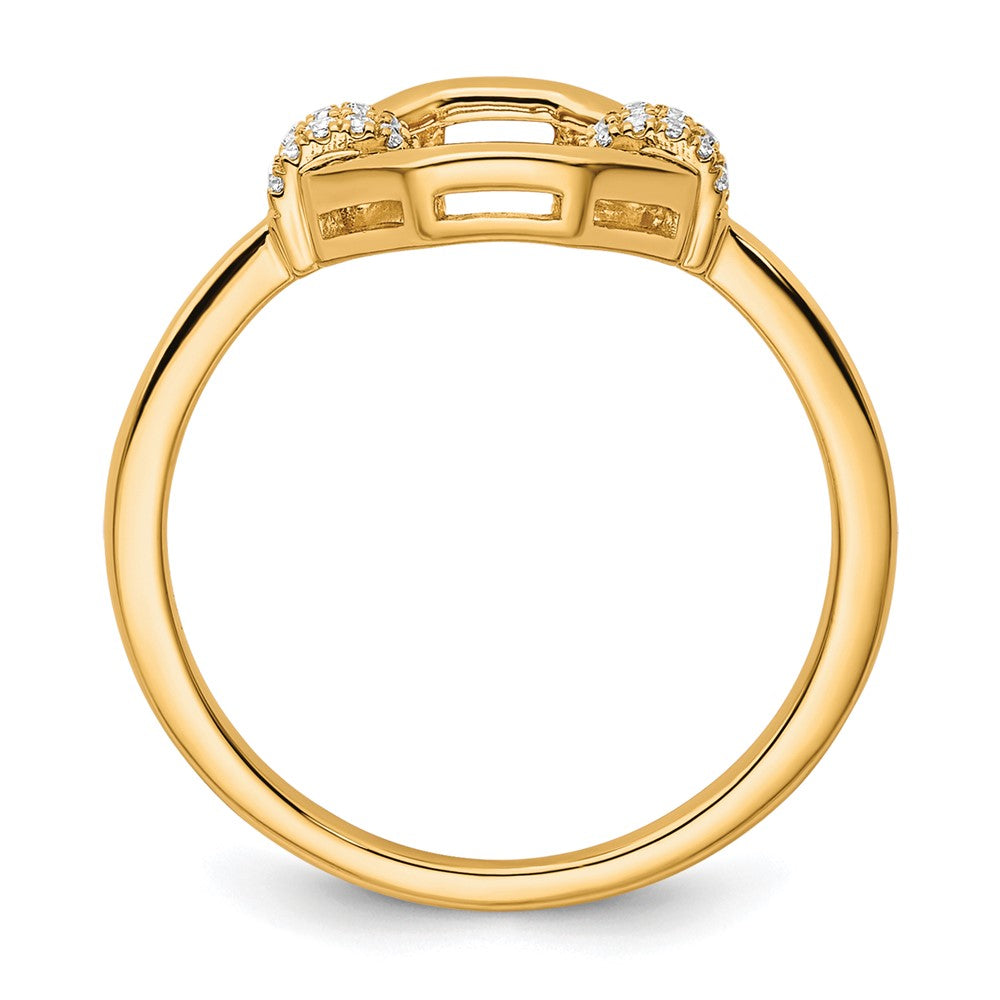 14K Gelbgold Poliert Diamant Achteck Fashion-Ring