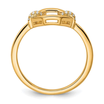 14K Gelbgold Poliert Diamant Achteck Fashion-Ring