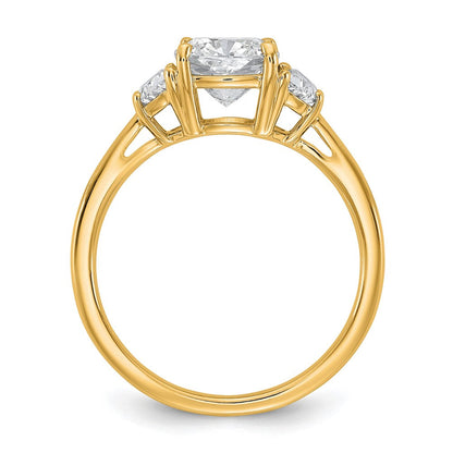 14K Gelbgold 1/2 Karat Im Labor Gezüchtet Diamant Vs/si+ G+ Halb Mond und 1 1/2 Karat Kissen Mittig Halbfassung Dreistein Verlobungsring
