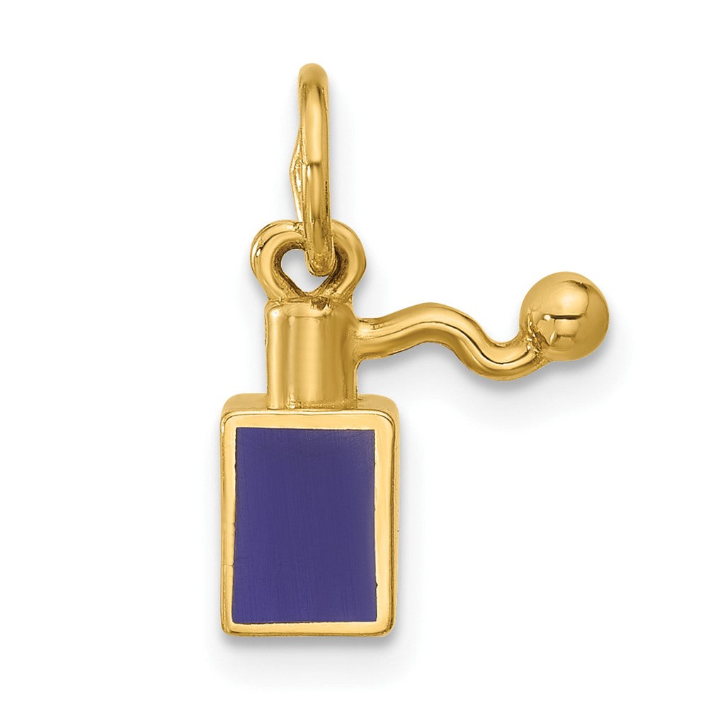 14K Gelbgold Charm "Parfümflakon" quadratisch mit blauer Emaille