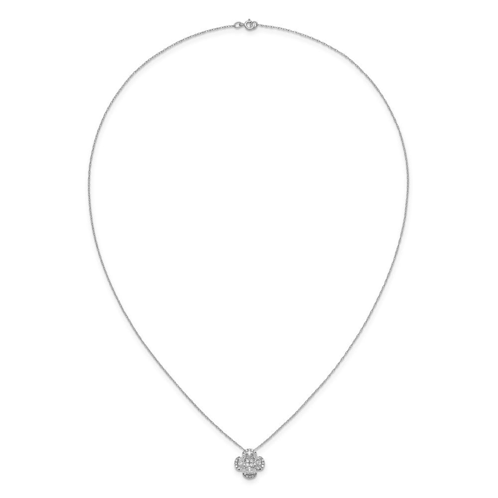 14K Weißgold Anhänger mit Diamant-Cluster (VS/SI+ G+, im Labor gezüchtet) und Kette