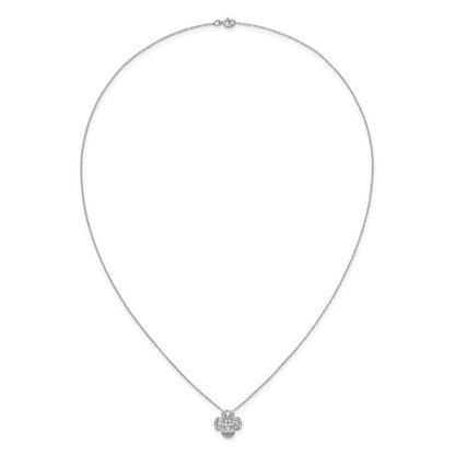 14K Weißgold Anhänger mit Diamant-Cluster (VS/SI+ G+, im Labor gezüchtet) und Kette